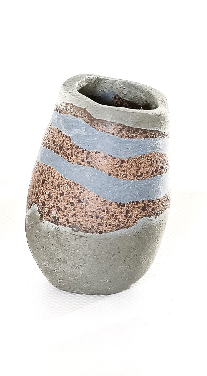 Small Medium Vessel Blue & Flecked Design: Double Belt Small Medium Vessel Blue & Flecked Design: Double Belt