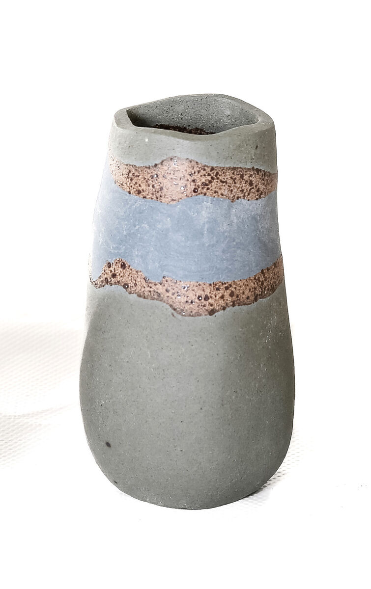 Small Medium Vessel Blue & Flecked Design: Stripe Small Medium Vessel Blue & Flecked Design: Stripe