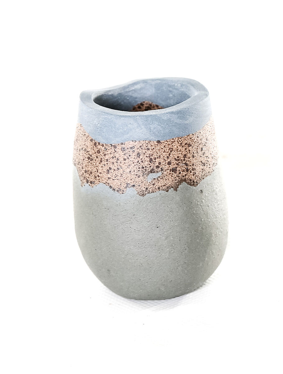 Small Medium Vessel Blue & Flecked Design: Top