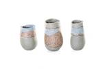 Group of Three Medium Vessels Blue & Flecked