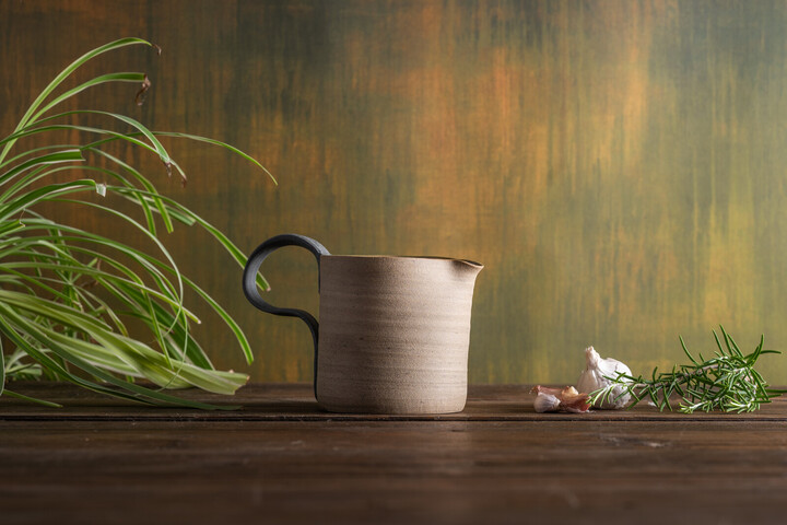 1 litre Handthrown Ceramic Stoneware Gravy Jug in Dark GreyBlue, Pale