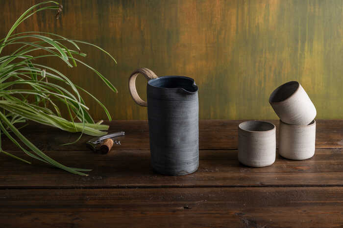 Large Pitcher Dark Grey Blue