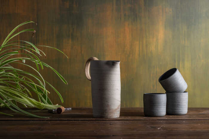 Large Pitcher Pale Blue Grey