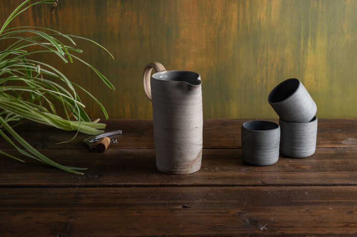 Large Pitcher Pale Blue Grey