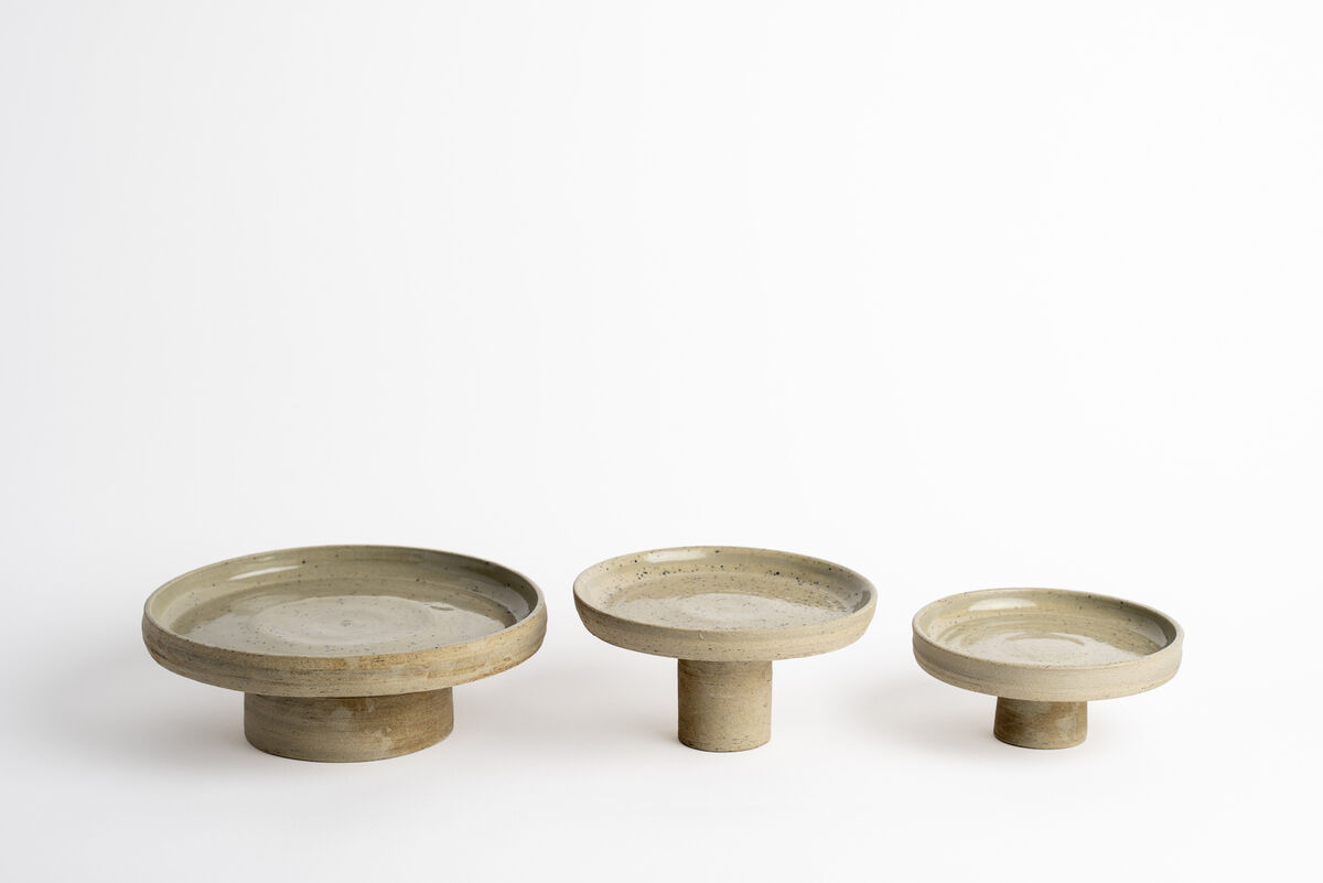 Set of Three Raised Platters - Grey