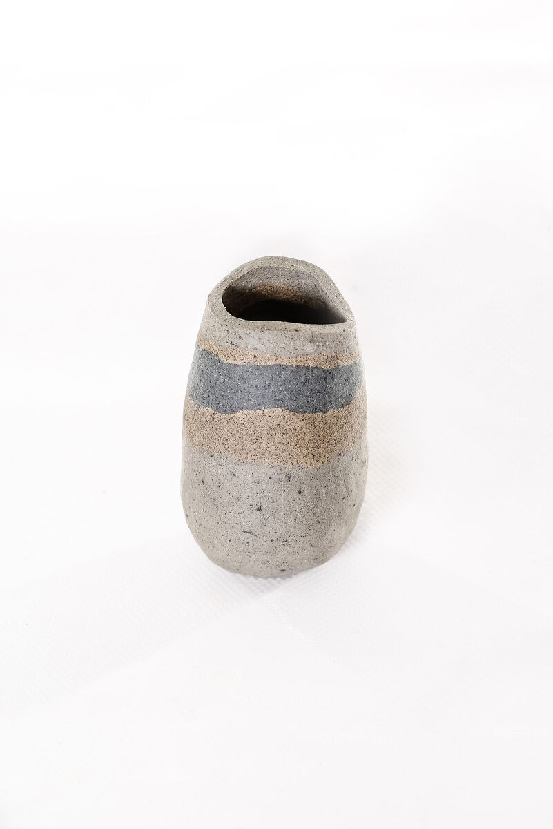 Small Vessel Blue & Beige Design: Stripe Small Vessel Blue & Beige Design: Stripe